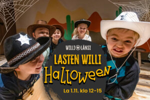 Lasten Willi Halloween lauantaina 1.11.2025 klo 12-15.